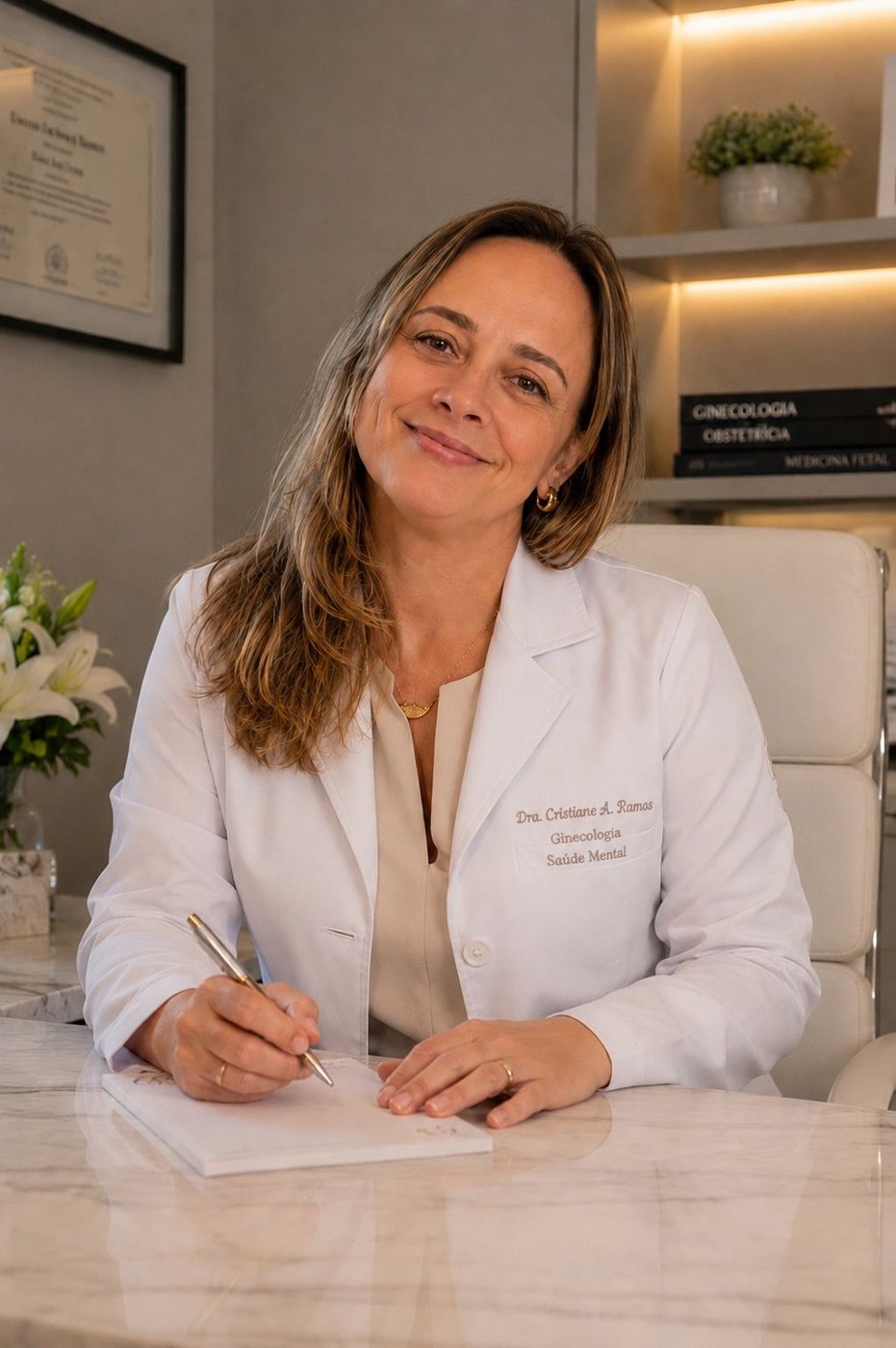 Dra. Cristiane Ramos em seu consultório